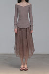 marc le bihan dead wood rose silk skirt 25930 6 layers of yarn